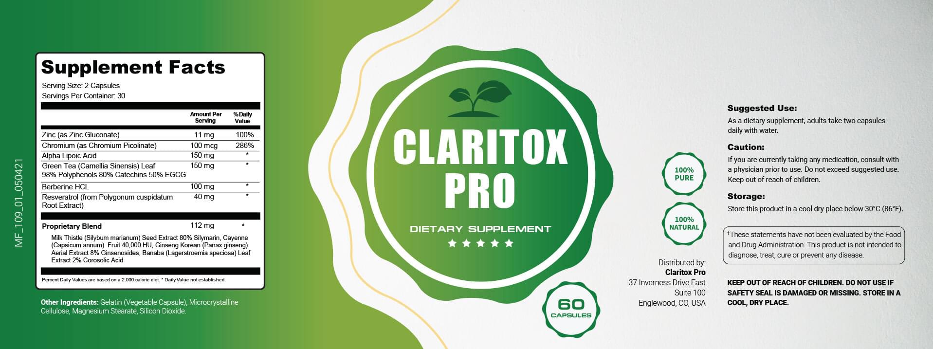 Claritox Pro Label