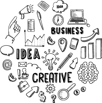 business idea creative words in illustration