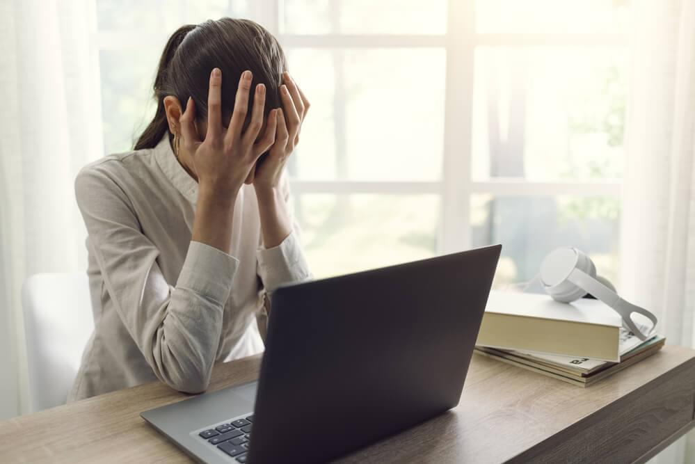 frustrated woman with laptop