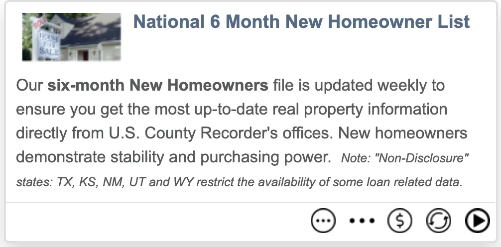 National 6 Month New Homeowners List