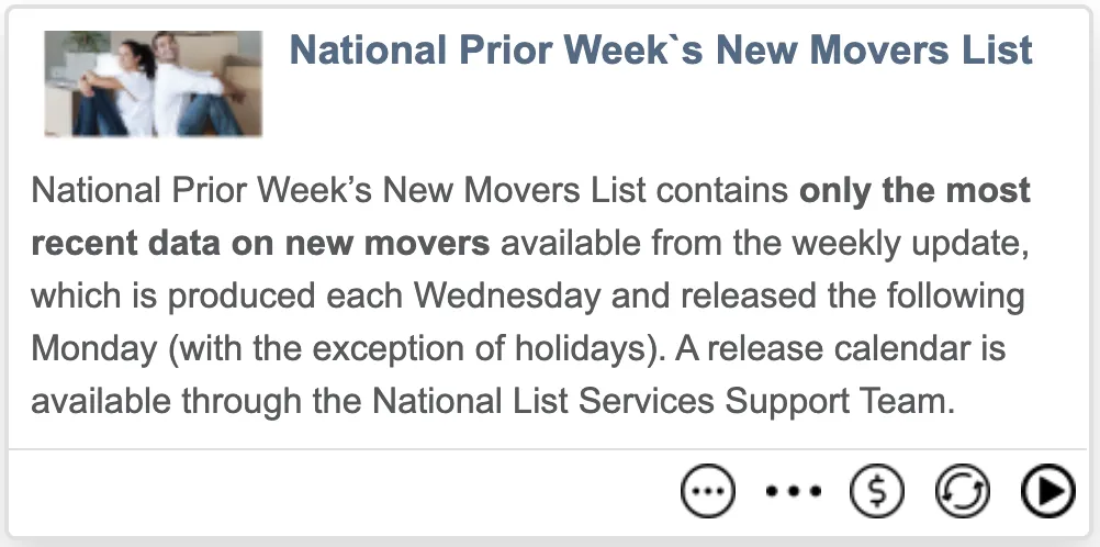 National Prior Week's New Movers List