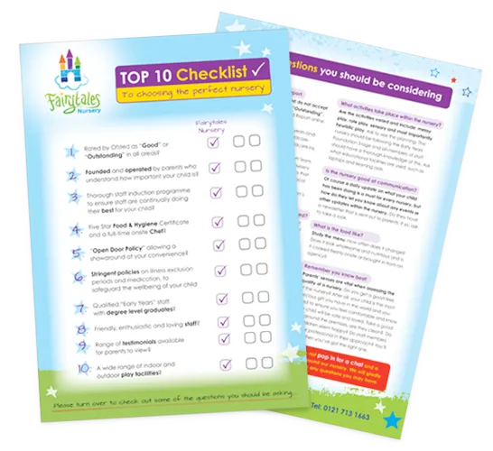 free top 10 checklist from Fairytales Nursery