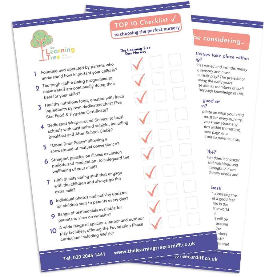 free top 10 checklist from The Learning Tree Day Nursery