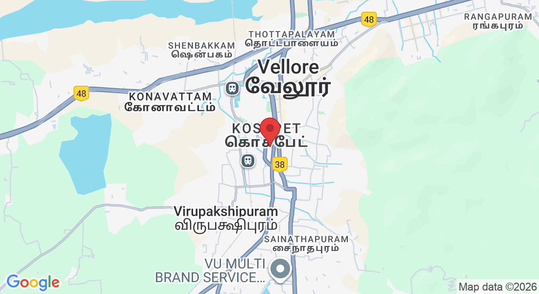 Ground Floor, Vellore City Centre, 2/15, Anna Salai, opp. to Maharani Ice-Cream, near Palar Residency, Vasanthapuram, Srinivasan Nagar, Vellore, Tamil Nadu 632001, India