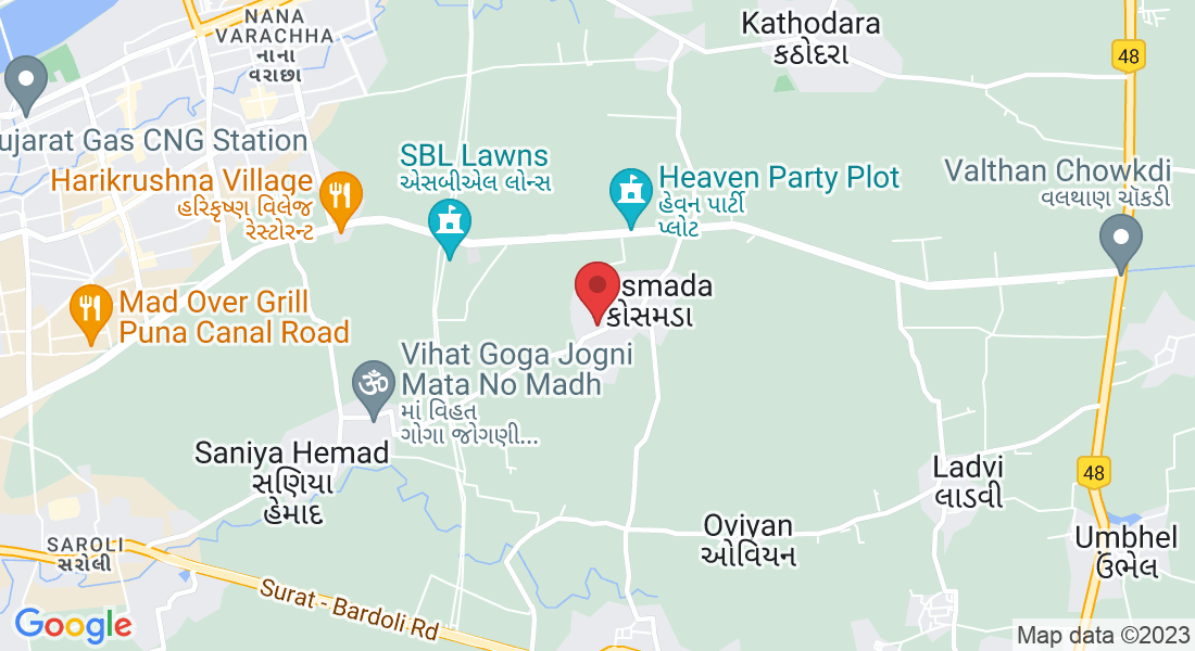 6W4G+GG5, Saniya Hemad - Kosmada Road, Kosmada, Gujarat 395006, India