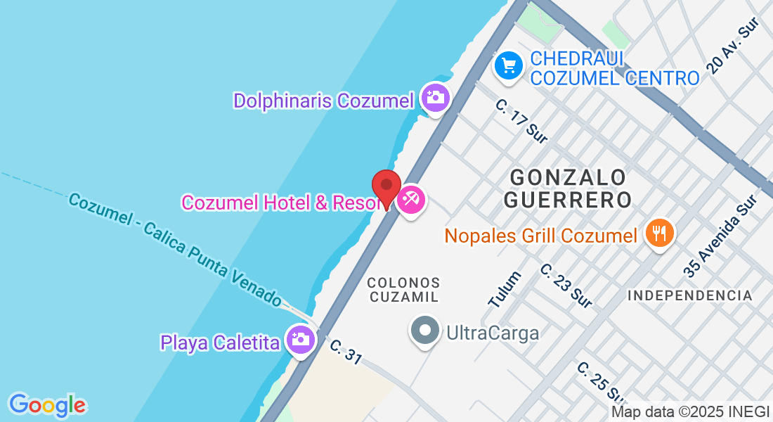 Carretera Costera Sur Lote Kilometro 1-7, Colonos Cuzamil, 77668 Cozumel, Q.R., México