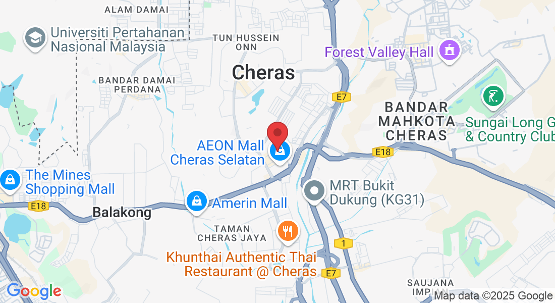 No.102-1(First floor, Jalan Dataran Cheras 5, Cheras Traders square, 43200 Balakong, Selangor, Malaysia
