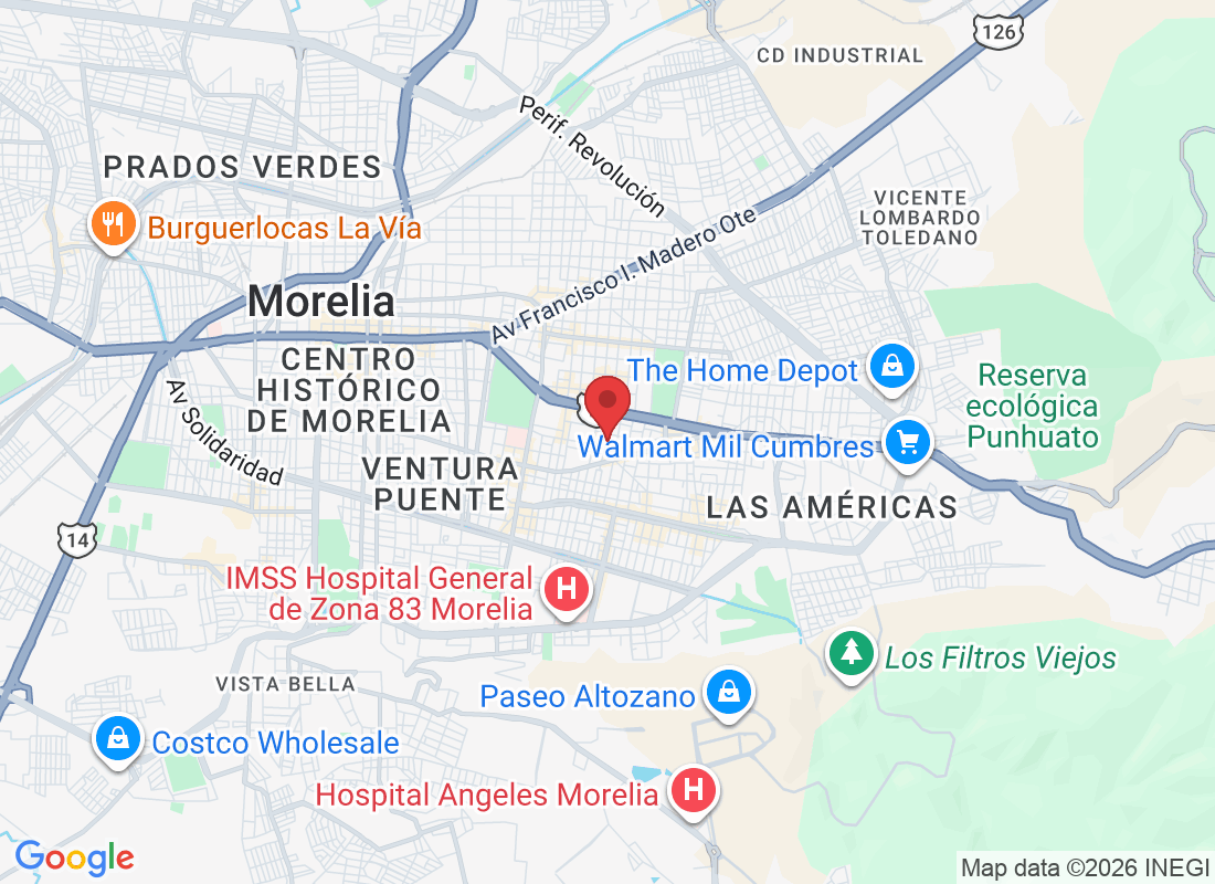 Gral. Manuel de La Pena y Pena 225, Chapultepec Nte., 58260 Morelia, Mich., México