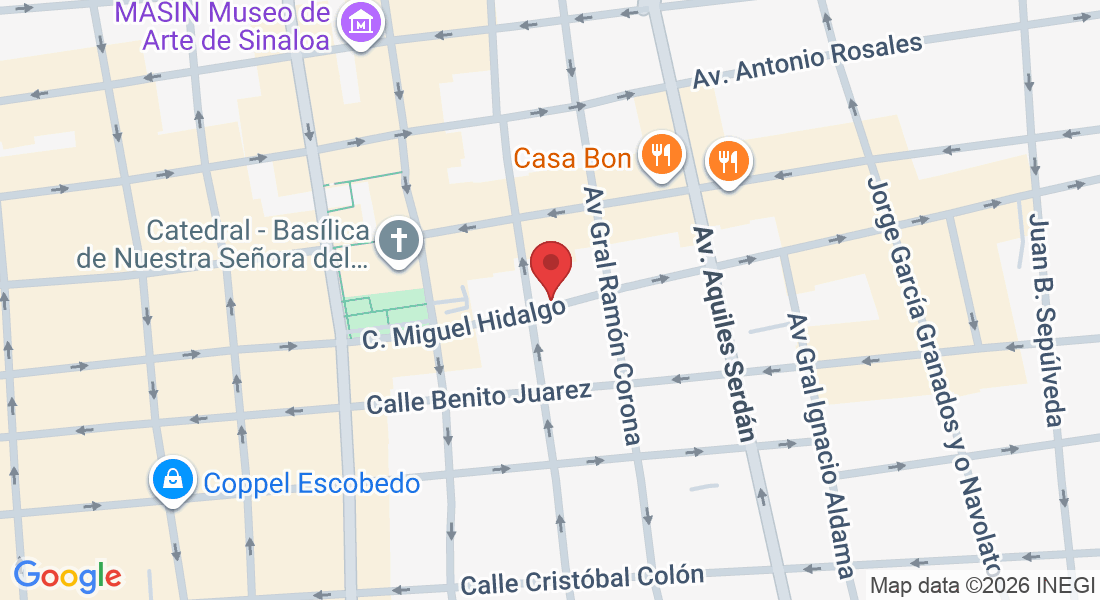 C. Miguel Hidalgo 225, Primer Cuadro, Colonia Hidalgo, 80000 Culiacán Rosales, Sin., México