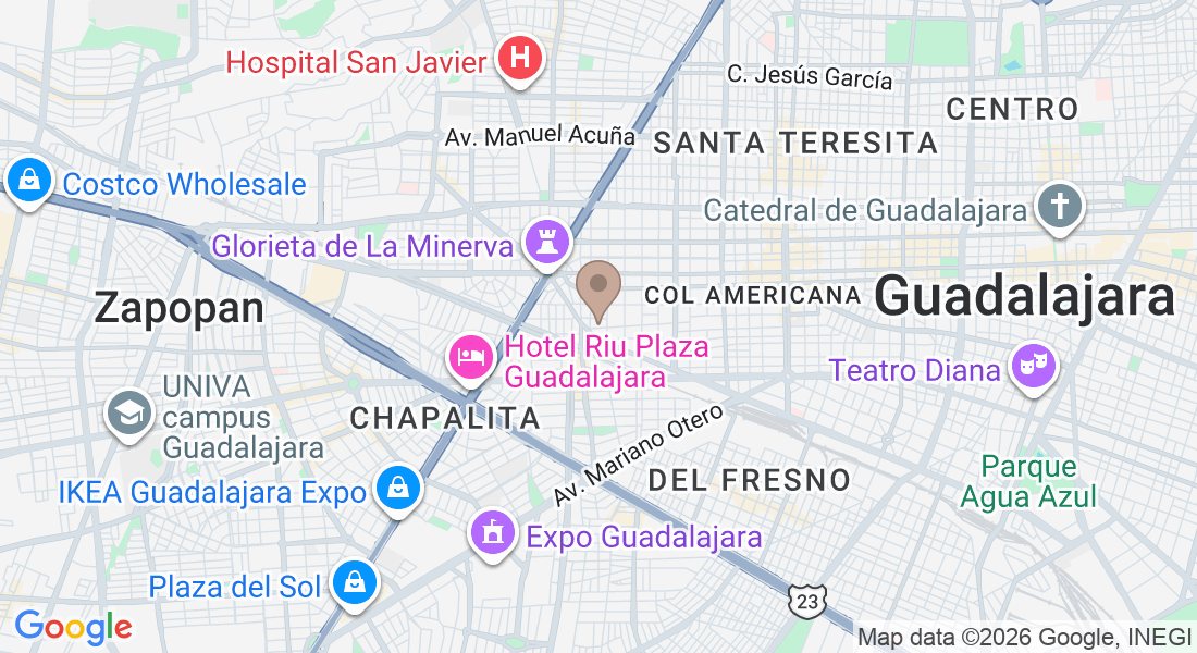 C. Miguel Lerdo de Tejada 2628, Arcos Vallarta, 44130 Guadalajara, Jal., Mexico