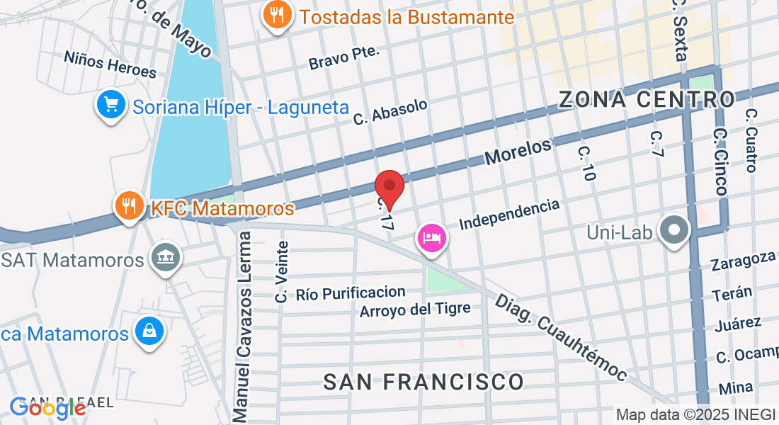 Vicente Guerrero y Calle 17 Esquina#193, Zona Centro, 87300 Heroica Matamoros, Tamps., México