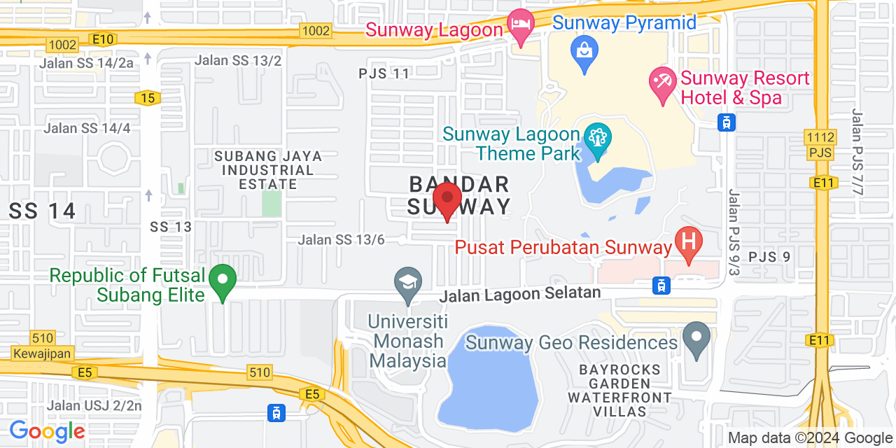 No. 6, Jalan PJS 11/22, Bandar Sunway, 46150 Petaling Jaya, Selangor, Malaysia