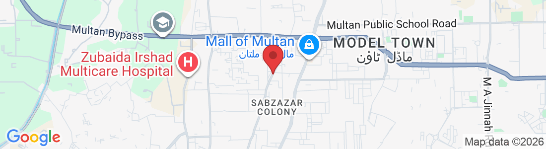 Khan Village Road, N Gulgasht Blvd, opposite Laser Link Welders, New Sabzazar Colony Sabzazar Colony, Multan, 60000, Pakistan
