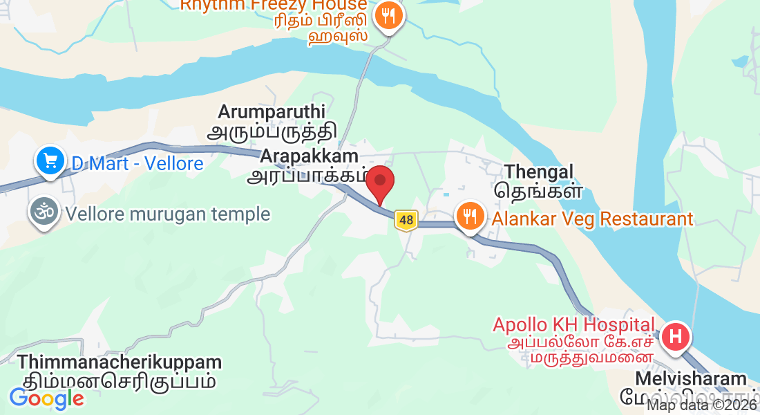 W6RQ+695, opposite CMC – Ranipet Campus Gate, Ratnagiri Kilminnal, Tamil Nadu 632517, India