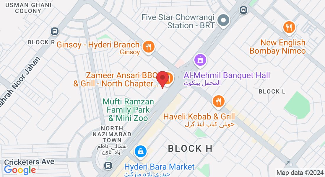 Main 5 star chowrangi, Above Ufone Franchise, Next to ginsoy, nearby Imam bargah, Block D North Nazimabad Town, Karachi, Karachi City, Sindh 74600, Pakistan