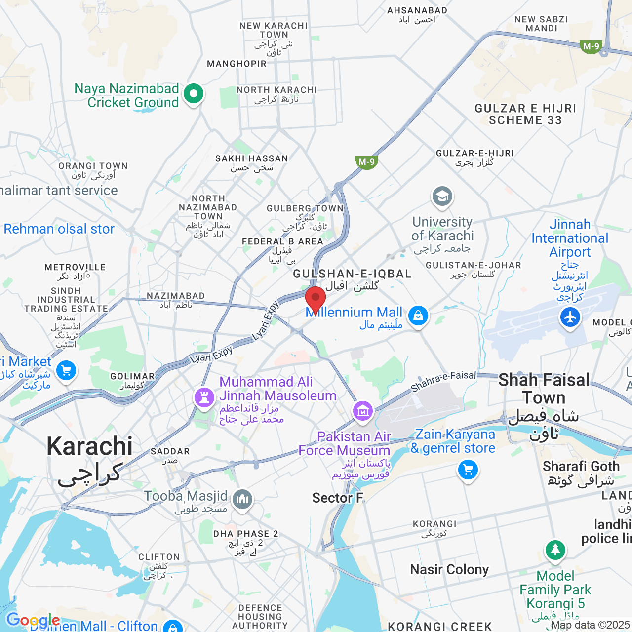 H-J, Center Plot، SB -10 Main University Rd, Gulshan 13-B Block 13 B Gulshan-e-Iqbal, Karachi, Karachi City, Sindh 75300, Pakistan