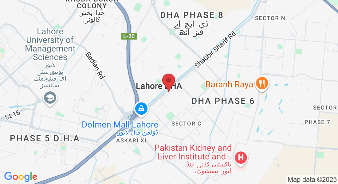 20 Main Blvd, Sector B DHA Phase 6, Lahore, Punjab 54000, Pakistan