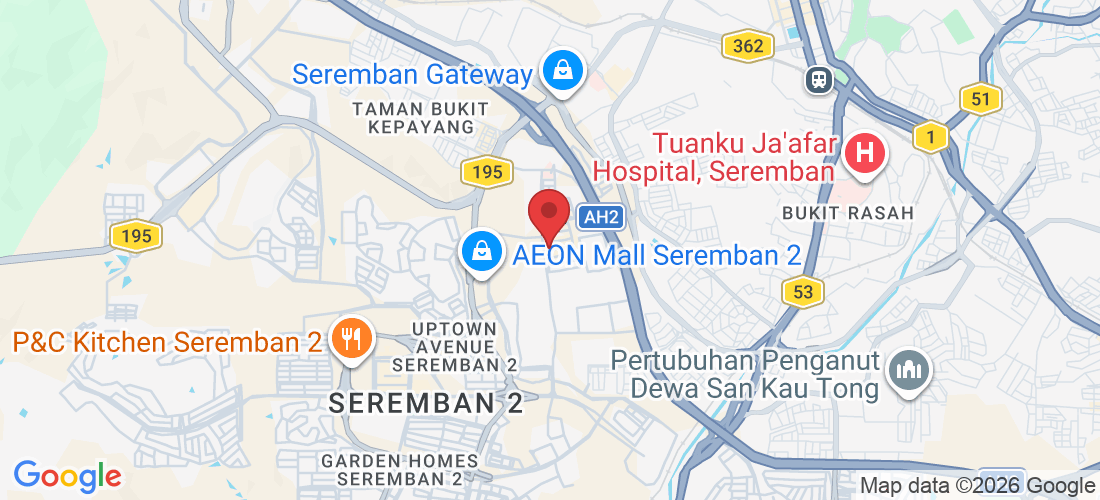 94-B, Lorong Haruan 5/4, Oakland Commercial Centre, 70300 Seremban, Negeri Sembilan, Malaysia