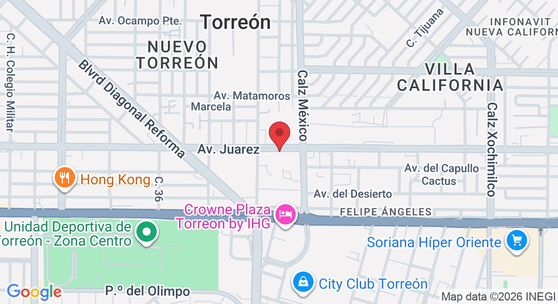 Av. Juarez 4132-Local K, Nueva California, 27089 Torreón, Coah., México