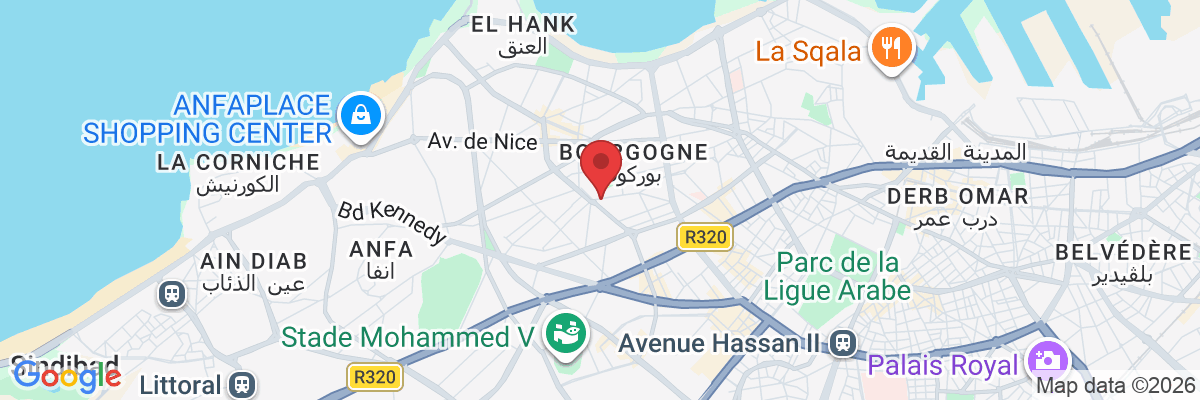 N°47 Rez-de Chaussée Bd Ain Taoujtate (Ex Jouffroy)، Dar-el-Beida 20100, Maroc