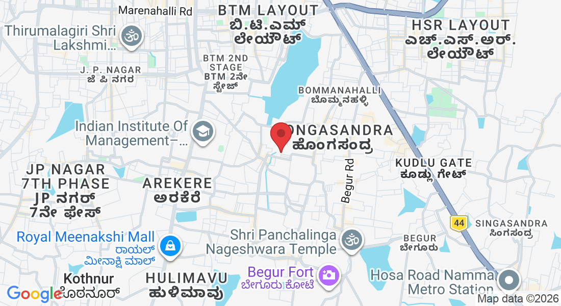 3rd Floor, No. 13, Kodichikkanahalli Main Rd, near SM Super Market, next to RMR Park, Manjunath Layout, Kodichikknahalli, DUO Layout, BDA Layout BTM 4th Stage, Bengaluru, Karnataka 560076, India