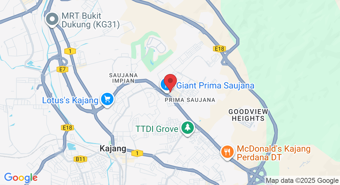 D-7-GA, Jalan Prima Saujana 2/F, Taman Prima Saujana, 43000 Kajang, Selangor, Malaysia