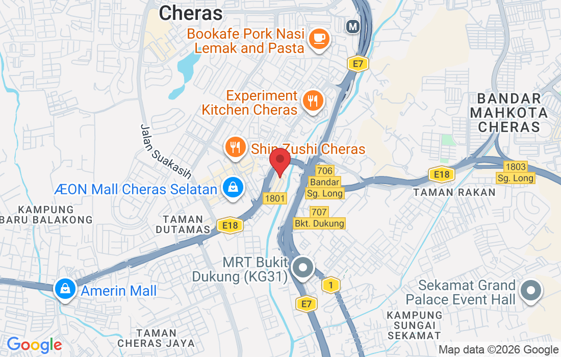 1-1 & 3-1, Jalan Tengah Cheras Selatan 118, Taman Sri Indah, 43200 Cheras, Selangor, Malaysia