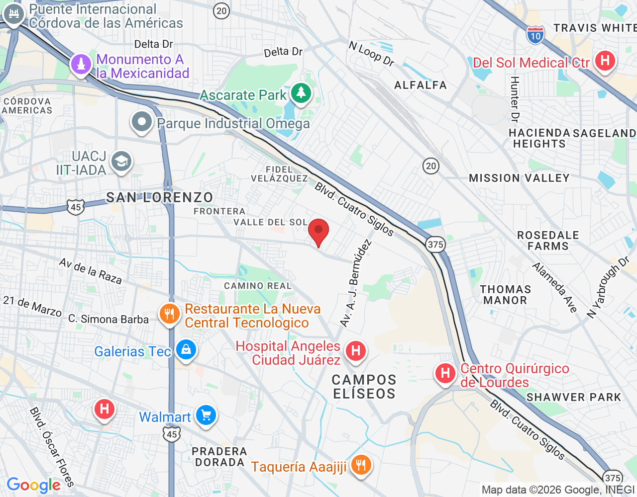 Av Vicente Guerrero 8829, Las Quintas, 32700 Juárez, Chih., México