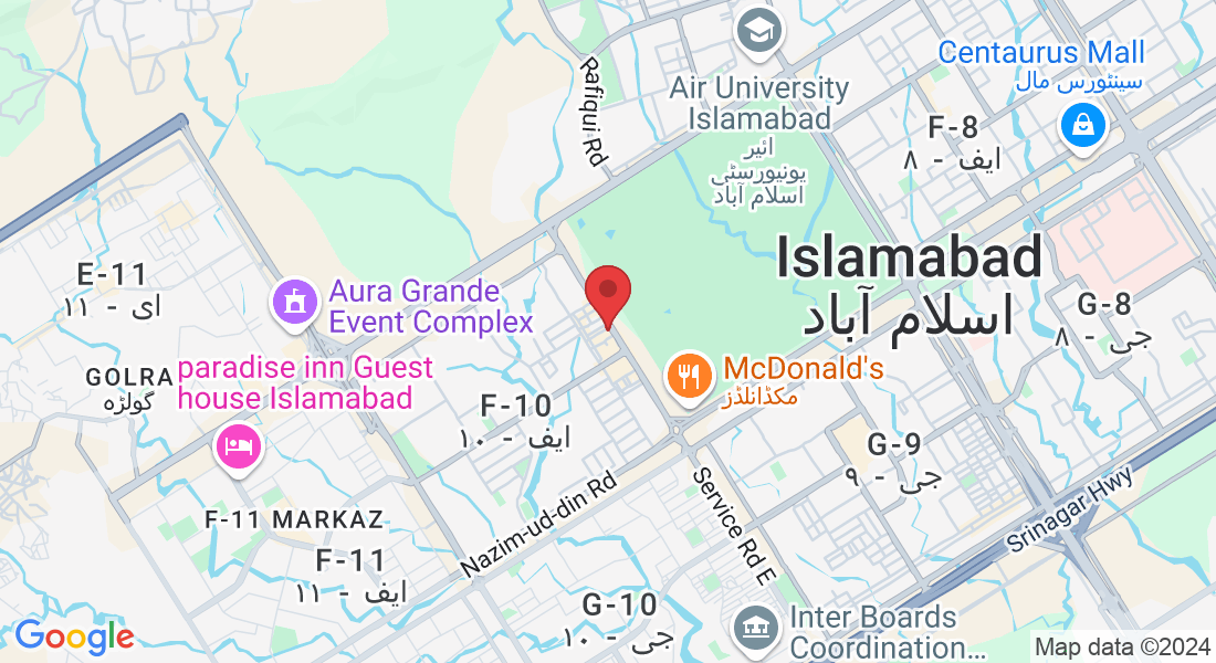 10th Ave N, F-10 Markaz, F-10, 7E Park Ave, Markaz F 10/3 F-10, Islamabad, Islamabad Capital Territory 44000, Pakistan