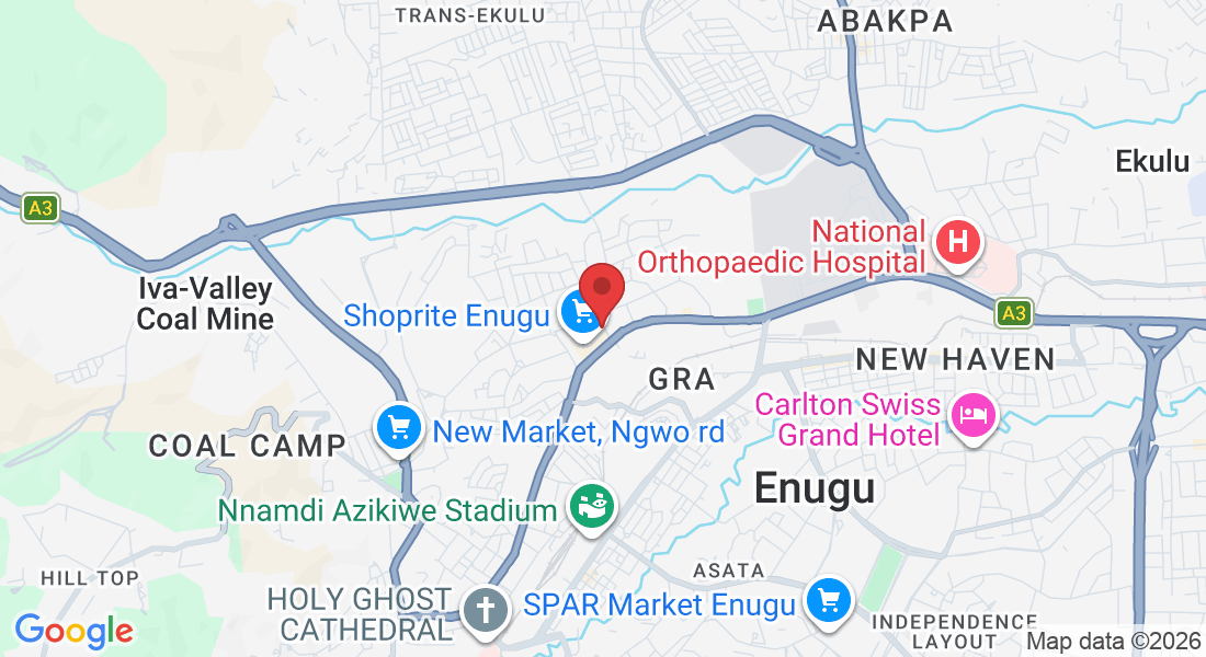 FF6W+7WC, Abakaliki Rd, old GRA, Enugu 400102, Enugu, Nigeria