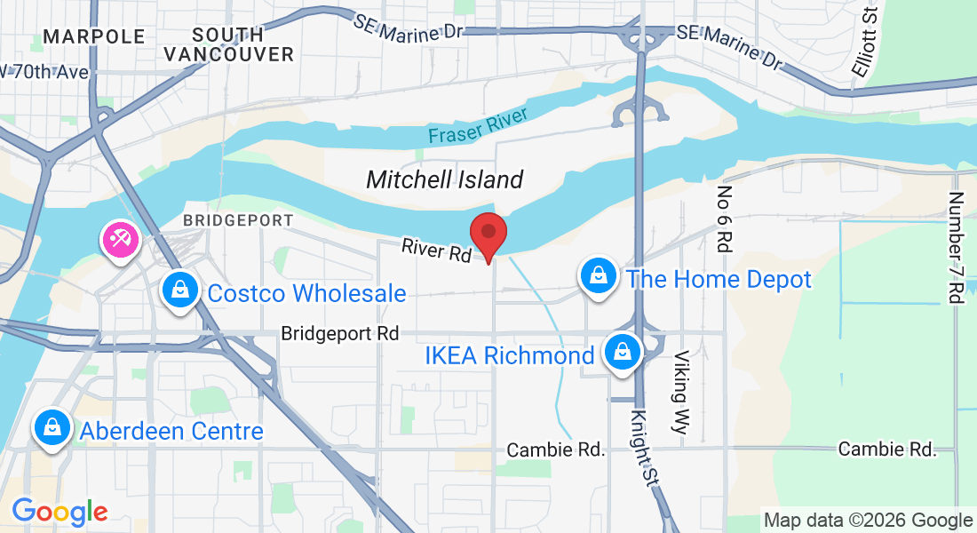 Map location of TJ Auto Group in Richmond BC near Bridgeport and Highway 99