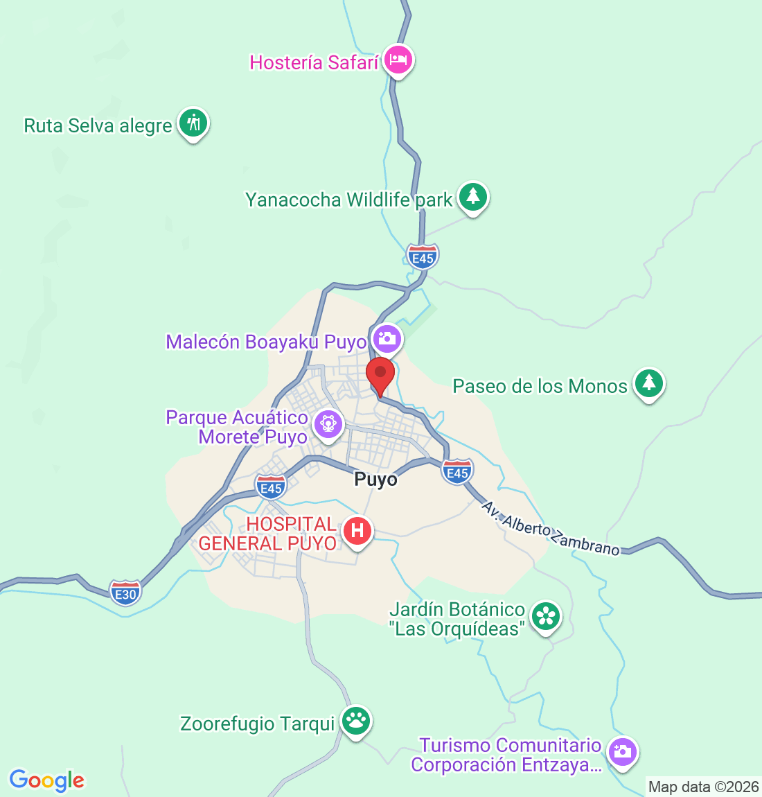 Calle 20 de Julio y, 4 de Enero y Ruta Panamericana esquina, 160101 Puyo, Ecuador