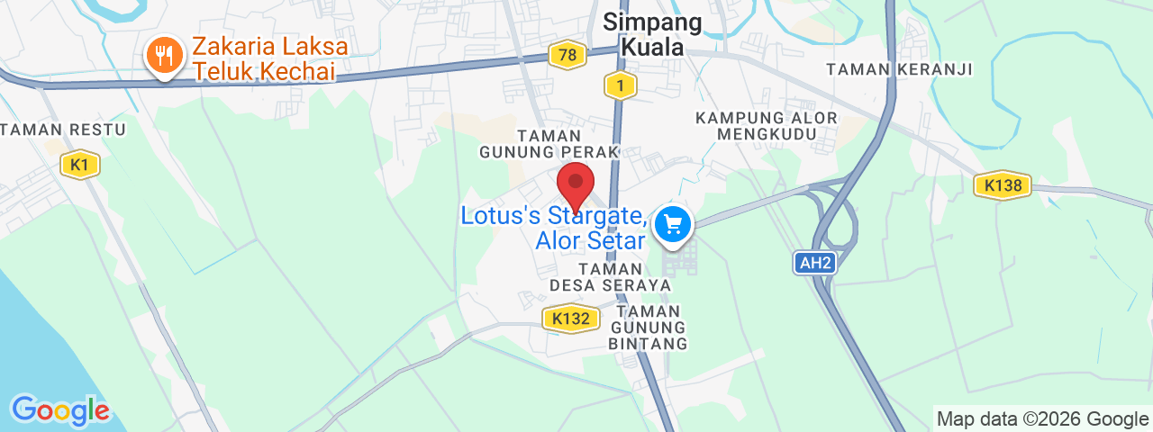 B151, Tingkat Bawah, Jalan Tandop, 6, TAMAN PERINDUSTRIAN TANDOP UTAMA, 05400 Alor Setar, Kedah, Malaysia