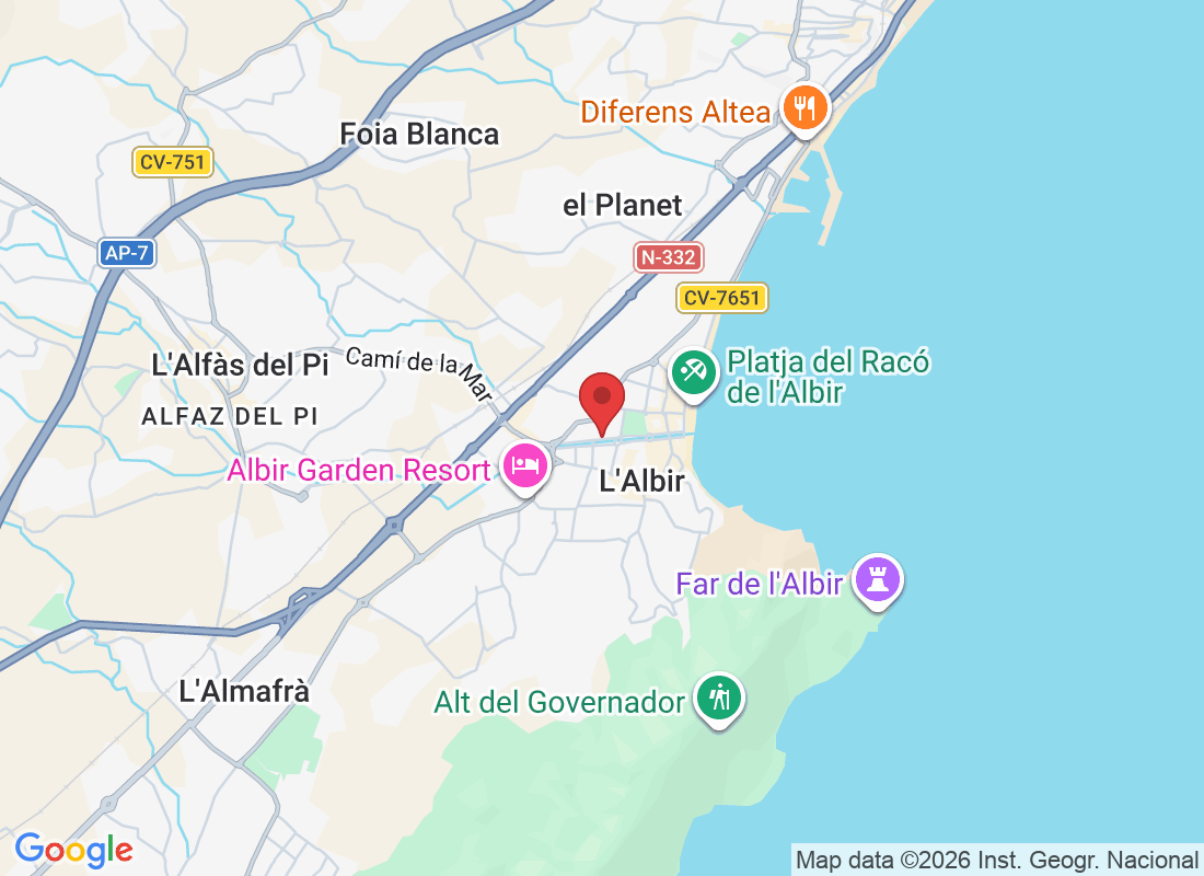 Bulevard dels Musics, 13, Edificio Celio local 2, 03581 L'Albir, Alicante, España