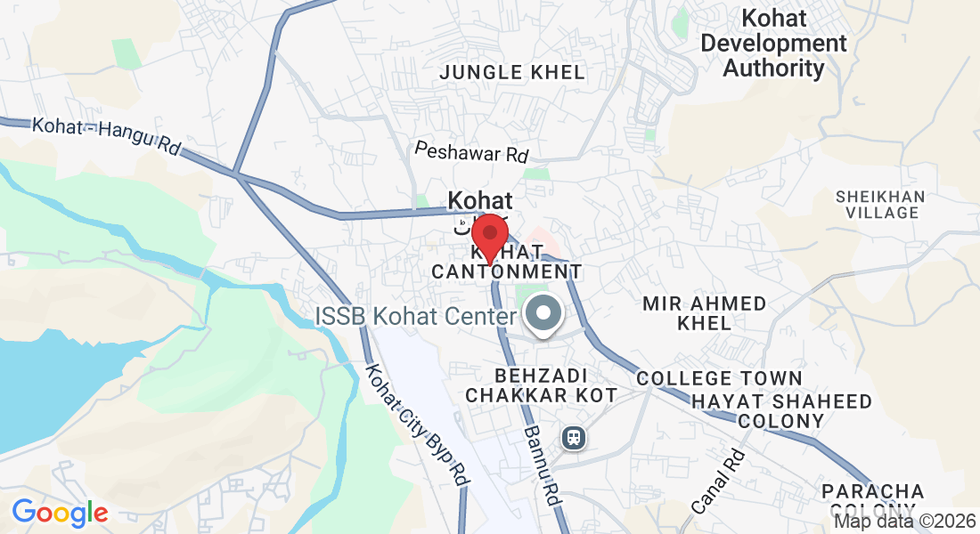 Ibrahim Medical Complex, Bannu Bazar, opposite to Shelton Bakery, Kohat, 26000, Pakistan