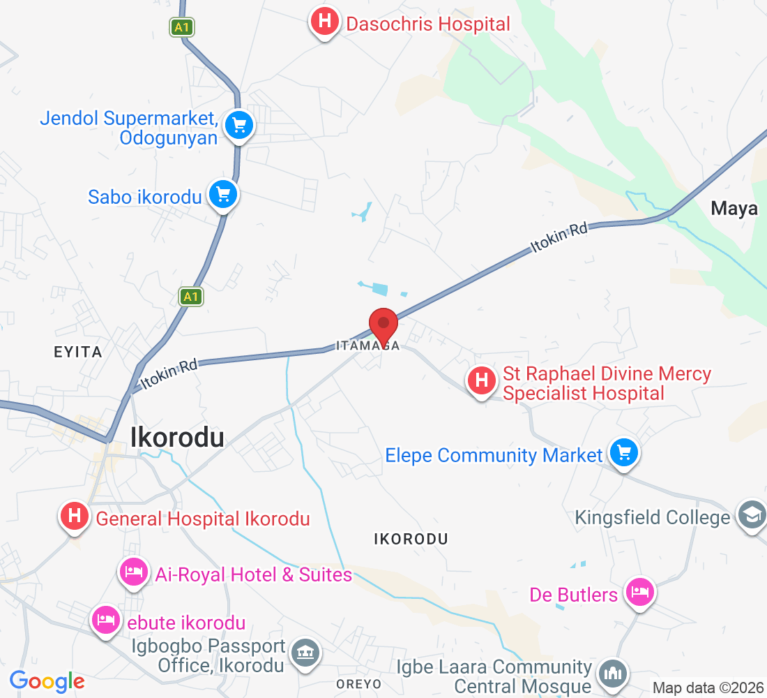 22, Blue Roof Plaza, Ijede Road, Itamaga, Central, Ikorodu 104222, Lagos, Nigeria