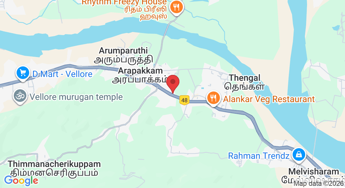 W6RQ+695, opposite CMC – Ranipet Campus Gate, Ratnagiri Kilminnal, Tamil Nadu 632517, India