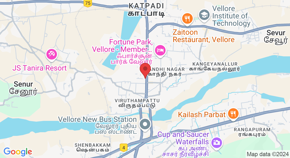 Vellore-Katpadi Rd, Suthanthira Ponvizha Nagar, Bharathi Nagar, Gandhi Nagar, Vellore, Tamil Nadu 632006, India