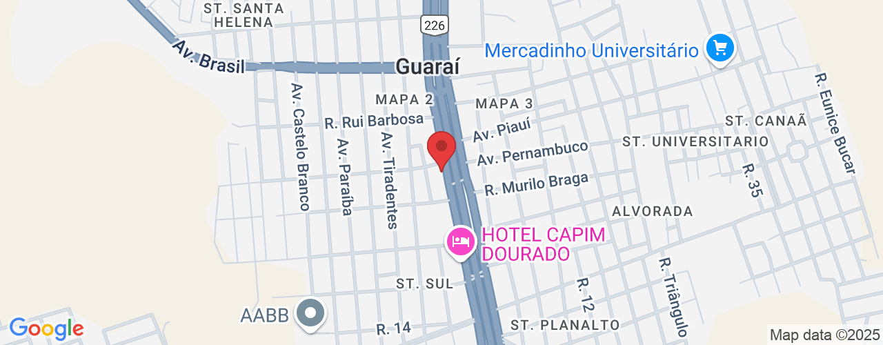 Av. Bernardo Sayão, 2526 - Centro, Guaraí - TO, 77700-000, Brasil