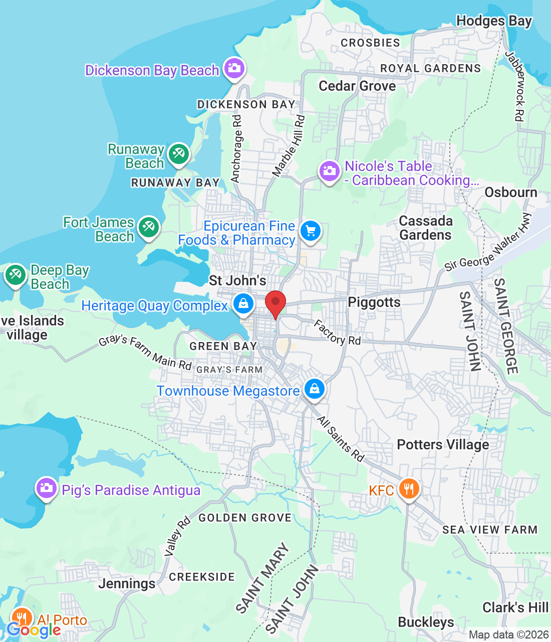45C5+8V St John's st St.John’s, 1225, Antigua and Barbuda