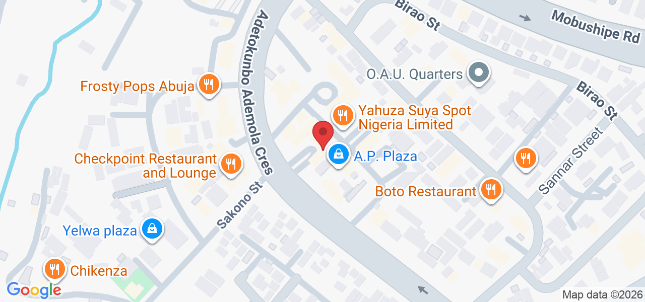 Suite A9, Plot 54, Poly Plaza, 1073 Adetokunbo Ademola Cres, Wuse 2, Abuja 900241, Federal Capital Territory, Nigeria