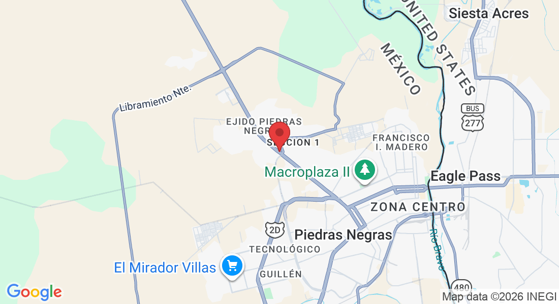 Av. Roman Cepeda 106, Seccion 1, Ejido Piedras Negras, 26015 Piedras Negras, Coah., México