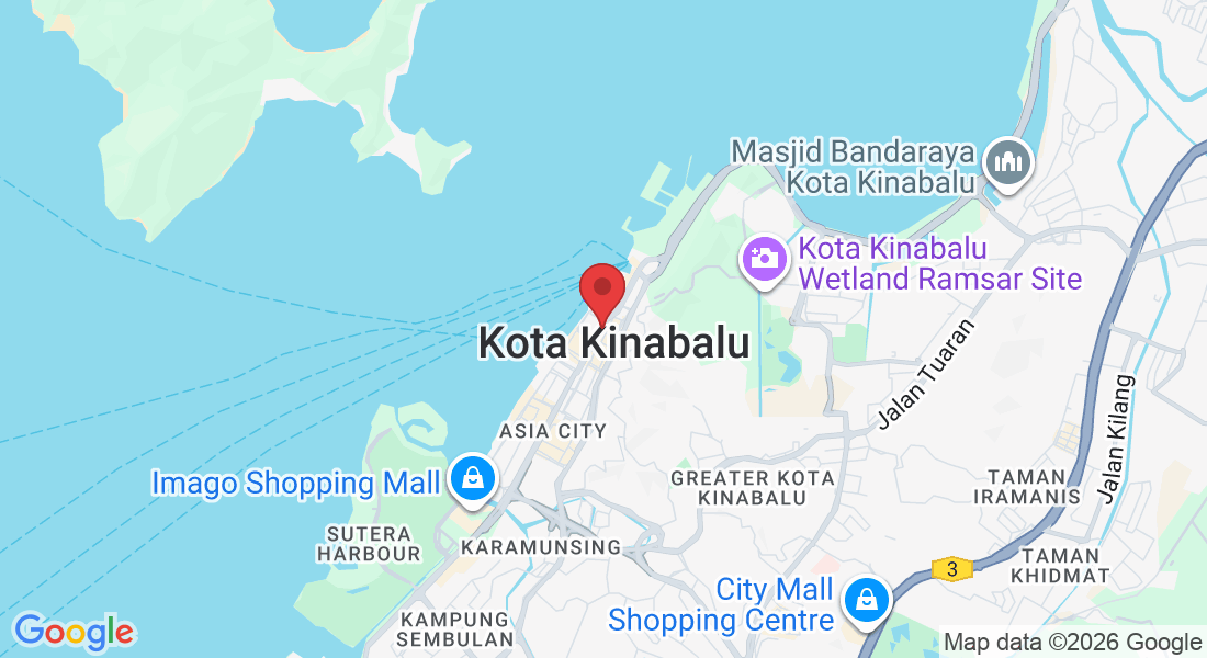 Lot 3 & 4, Block 9th, Jalan Pantai, Opposite Wisma Merdeka Shopping Complex, Kota Kinabalu, 88000 Kota Kinabalu, Sabah, Malaysia