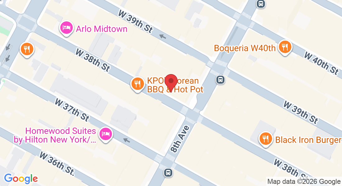 Map of 305 W 38th St, New York, NY 10018