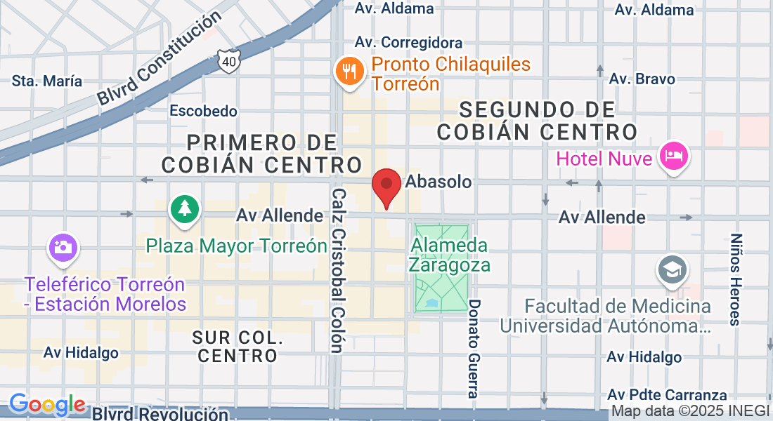 Av Allende ORIENTE 139, Primero de Cobián Centro, 27000 Torreón, Coah., México