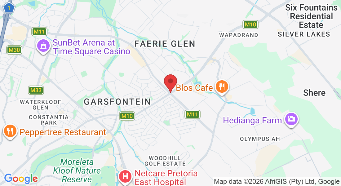 Pretoria East, Faerie Glen, Pretoria, 0043, South Africa