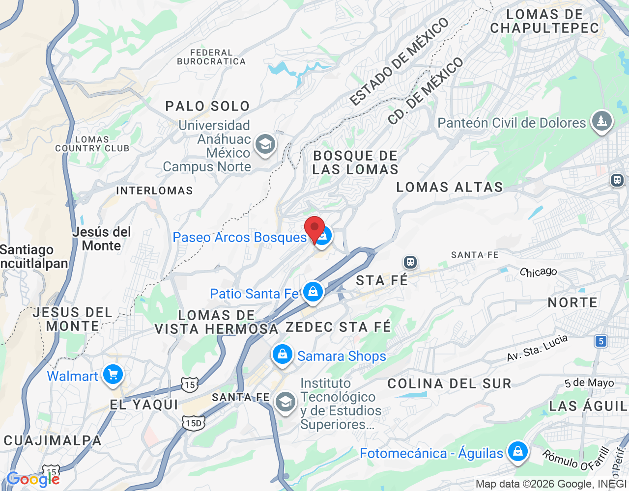 Bosque de Radiatas 50, Bosques de las Lomas, Cuajimalpa de Morelos, 05120 Ciudad de México, CDMX, México
