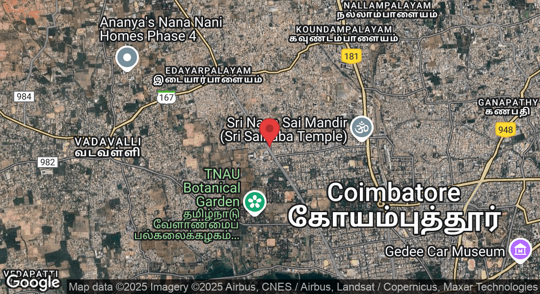 2WGM+MJX, Unnamed Road, Janaki Nagar, Kuppakonam Pudur, Velandipalayam, Coimbatore, Tamil Nadu 641038, India