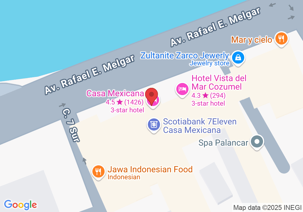 Avenida Rafael E. Melgar # 457 entre calle 5, C. 7 Sur y, Centro, 77668 Cozumel, Q.R., Mexico