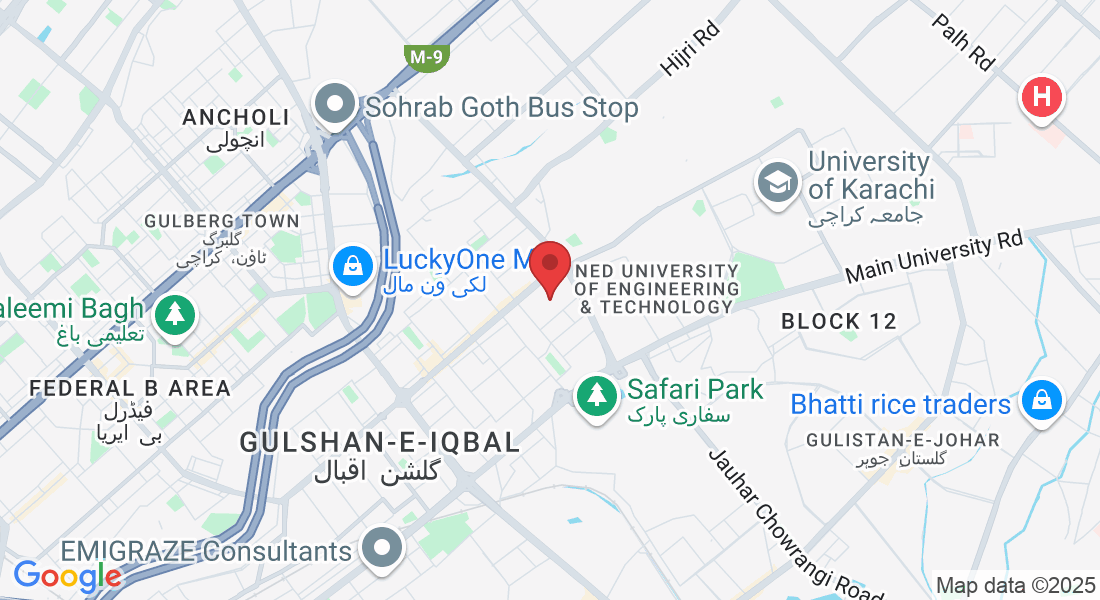 W4J3+QMR, Block 7 Gulshan-e-Iqbal, Karachi, Karachi City, Sindh 75850, Pakistan